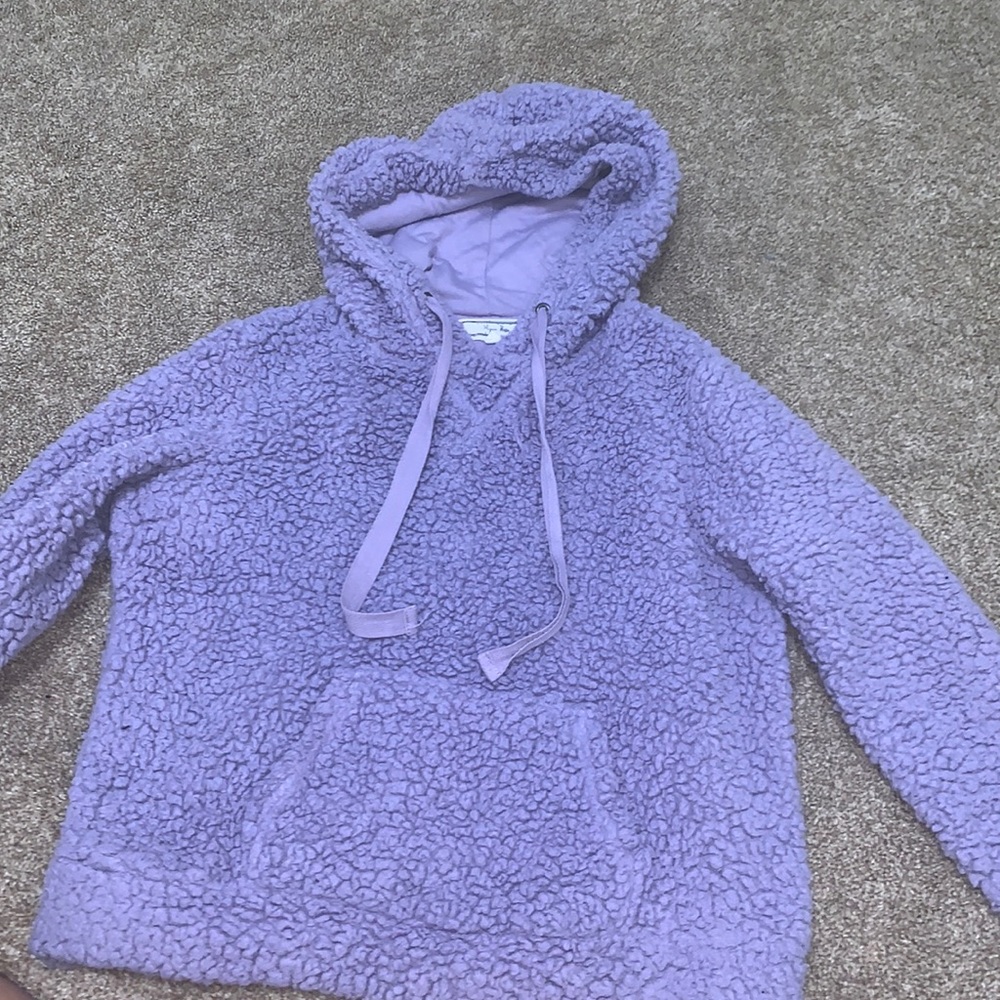 light purple sherpa hoodie crop top size small